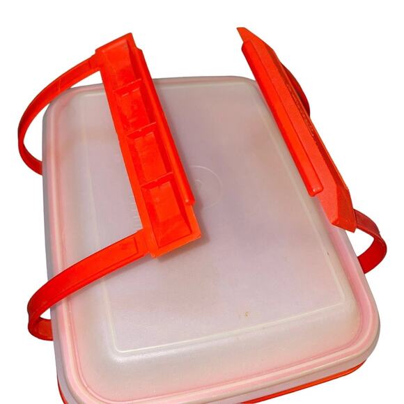 Vintage Tupperware Pak N Carry Lunch Box Handle Sandwich 1254 1255 Paprika Lot 2 - Picture 3 of 9
